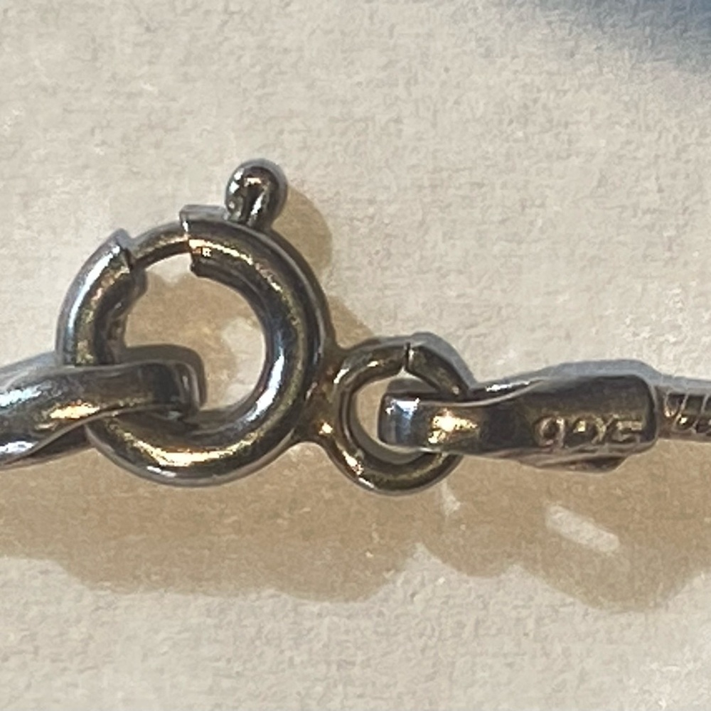 Vintage Sterling Silver cabochon garnet pendant with snake chain. - Picture 3 of 5